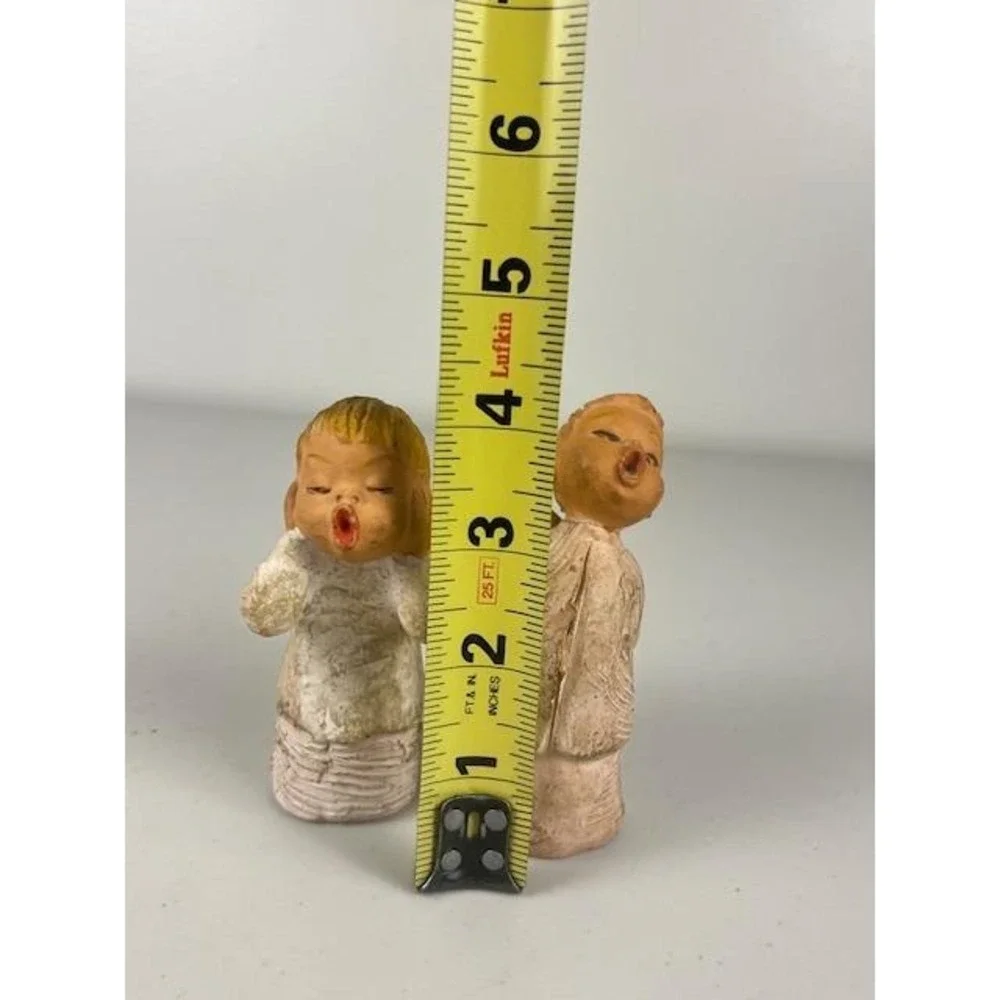 Vtg Jullar Terracotta Choir Boy Angels Cherub Figurines Set of 2 Spain‎ 1970's